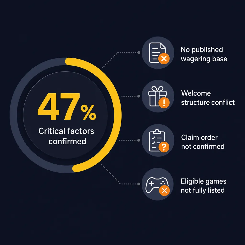 Chart showing 47 percent of critical Kaboom77 bonus data confirmed