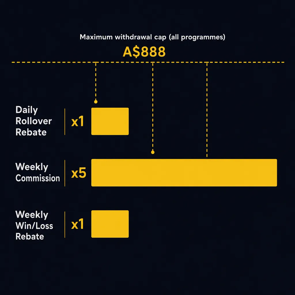 Comparison of rollover multipliers for Kaboom77 rebate programmes