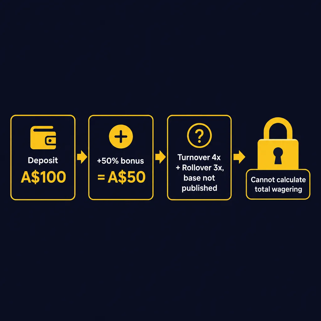 Example diagram of Kaboom77 50 percent deposit bonus calculation