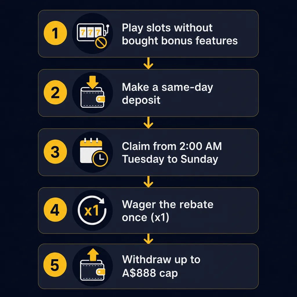 Step-by-step sequence for claiming the daily rebate