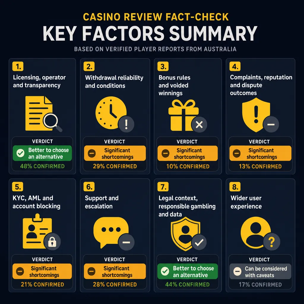 Summary infographic of all eight Kaboom77 fact-check categories