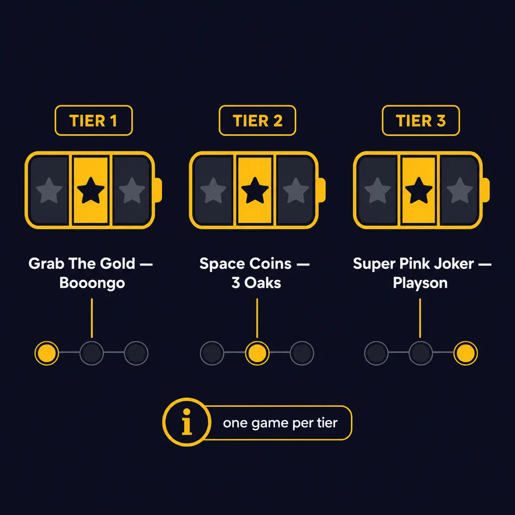 Three free spin tiers each tied to one specific game