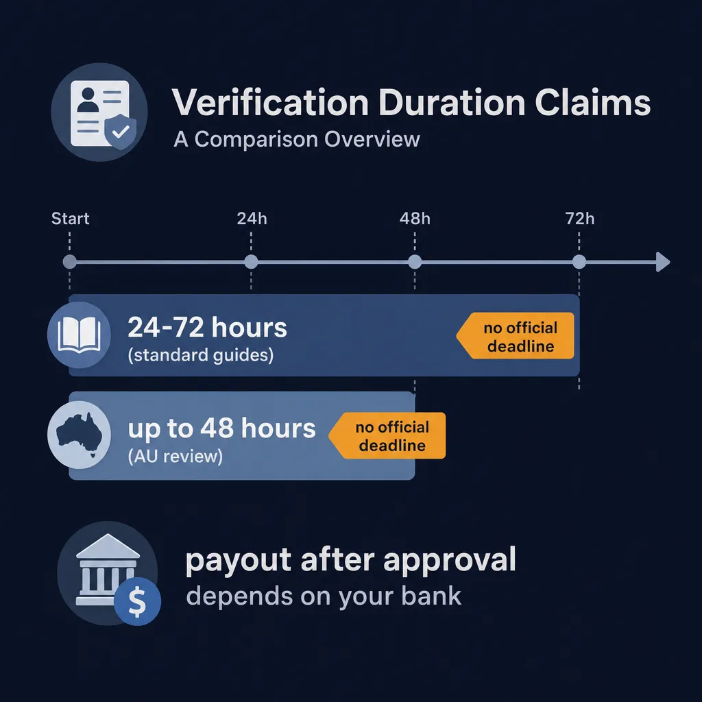 Timeline comparing reported Kaboom77 KYC review durations